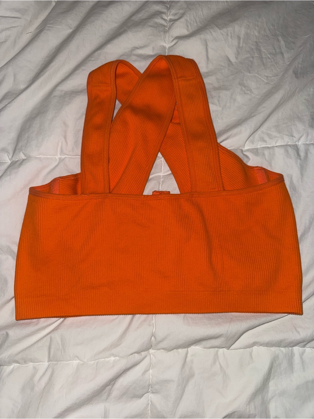 Orange Cross-Back Ribbed Crop Top - Picture 2 of 2
